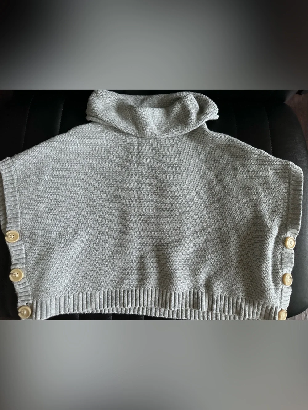 Old Navy Light Gray Turtleneck Button-Shoulder Sweater